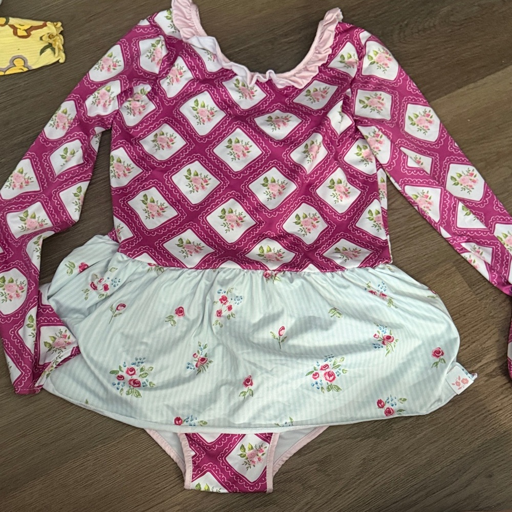 SweetHoney Girls' Top - Pale Pink & White Trim LEOTARD